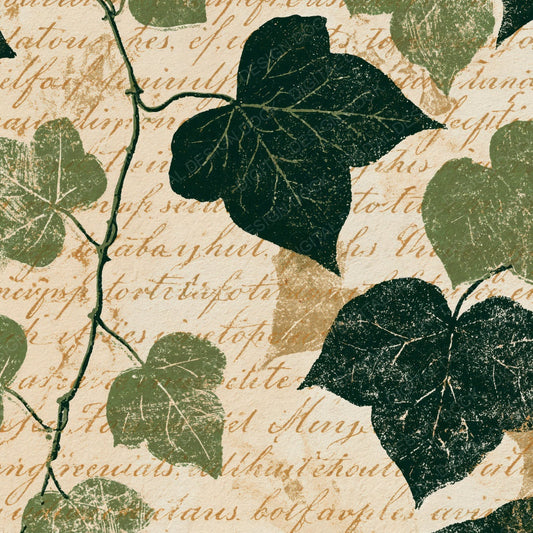 Woodblock Ivy Script Forest Moss Digital Paper Pack (DDD012513)