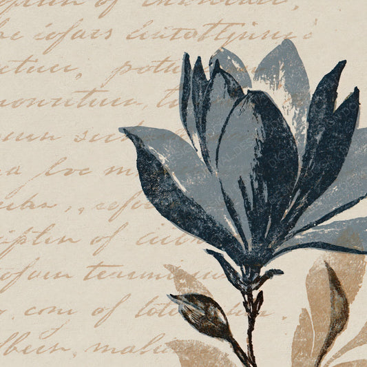 Woodblock Magnolia Script Dove Pewter Digital Paper Pack (DDD012516)