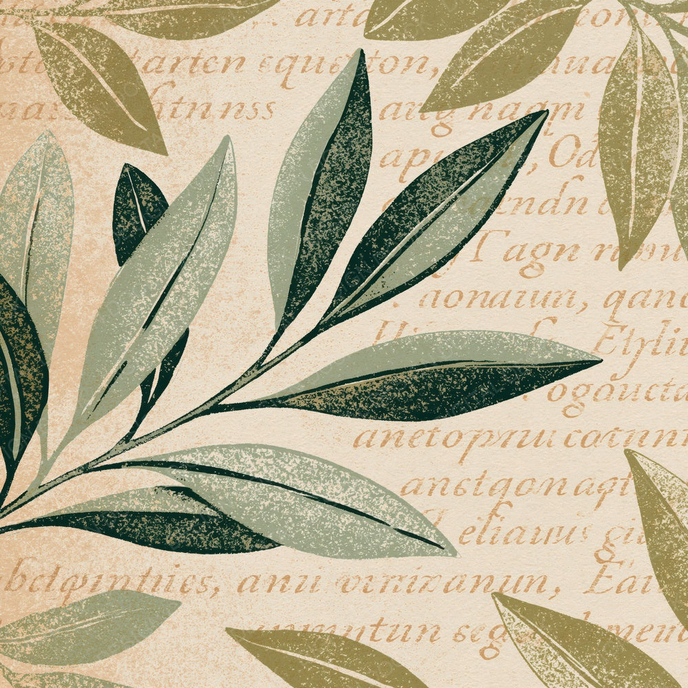 Woodblock Olive Script Sage Oatmeal Digital Paper Pack (DDD012517)