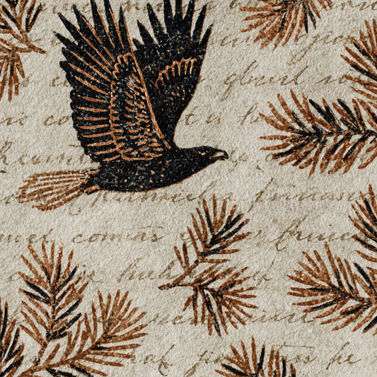 Woodblock Eagle Pine Bronze Stormcloud Digital Paper Pack (DDD012528)