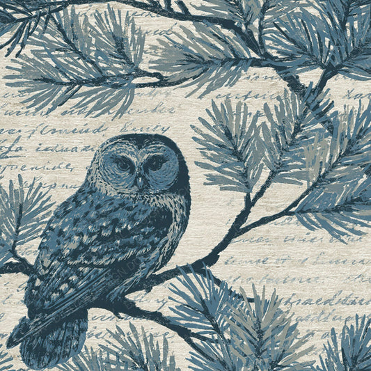 Woodblock Owl Pine Slate Buttercream Digital Paper Pack (DDD012538)