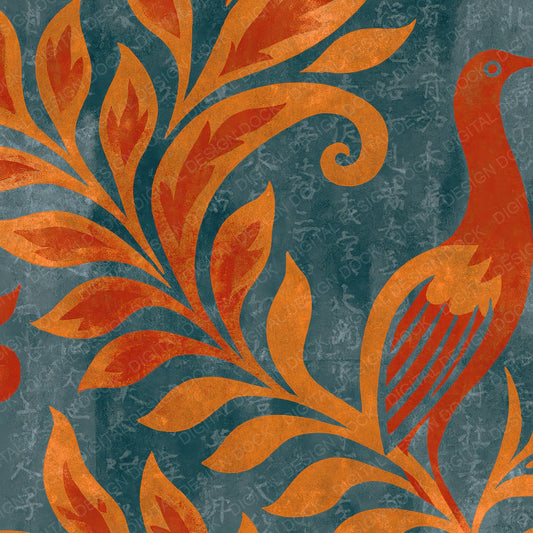 Woodblock Phoenix Flame Ember Slate Digital Paper Pack (DDD012555)