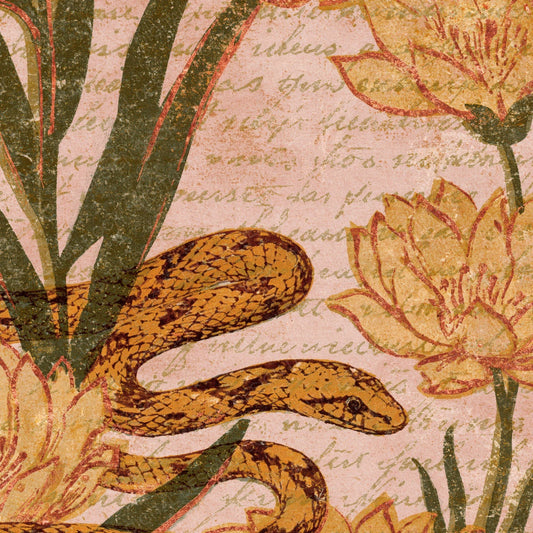 Woodblock Snake Ochre Pink Digital Paper Pack (DDD012559)