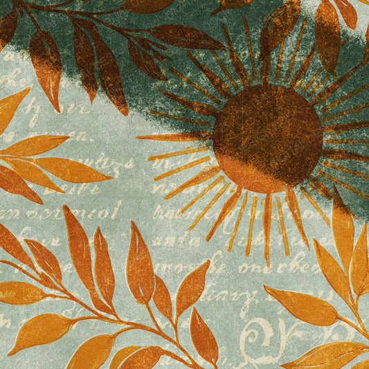 Woodblock Sun Olive Marigold Digital Paper Pack (DDD012561)