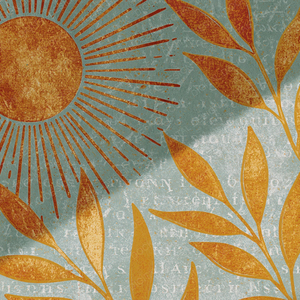 Woodblock Sun Olive Marigold Digital Paper Pack (DDD012561)