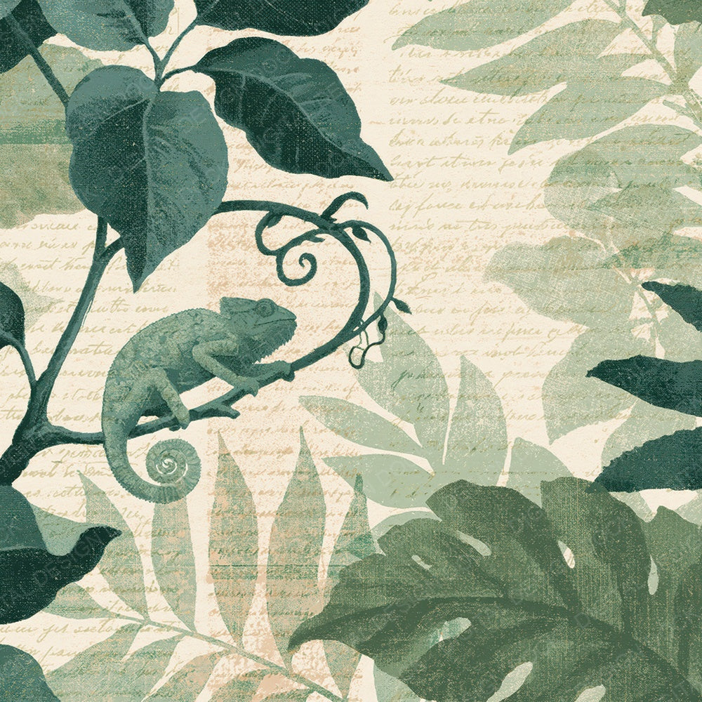 Woodblock Chameleon Vine Jade Digital Paper Pack (DDD012565)