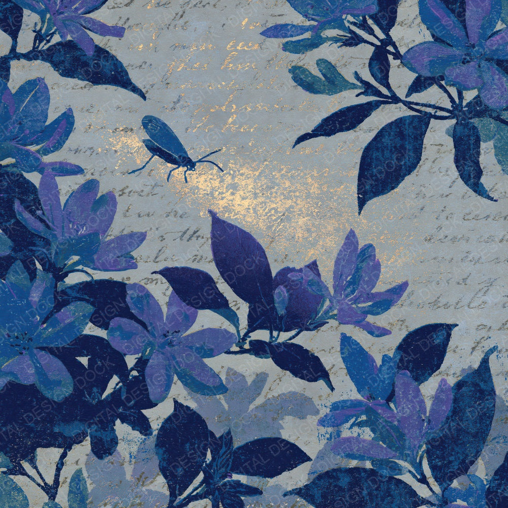 Woodblock Firefly Jasmine Indigo Digital Paper Pack (DDD012570)