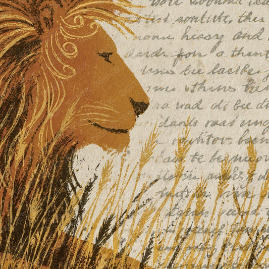Woodblock Lion Savannah Honey Digital Paper Pack (DDD012573)