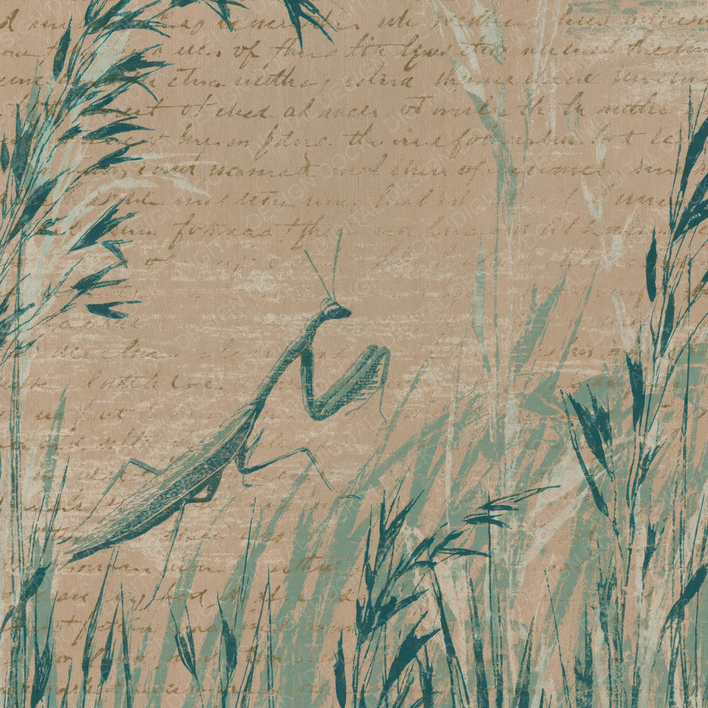 Woodblock Mantis Grass Celadon Digital Paper Pack (DDD012574)