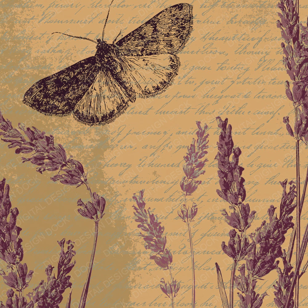 Woodblock Moth Lavender Lilac Digital Paper Pack (DDD012575)