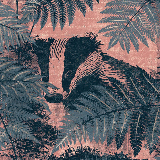 Woodblock Badger Fern Slate Digital Paper Pack (DDD012587)