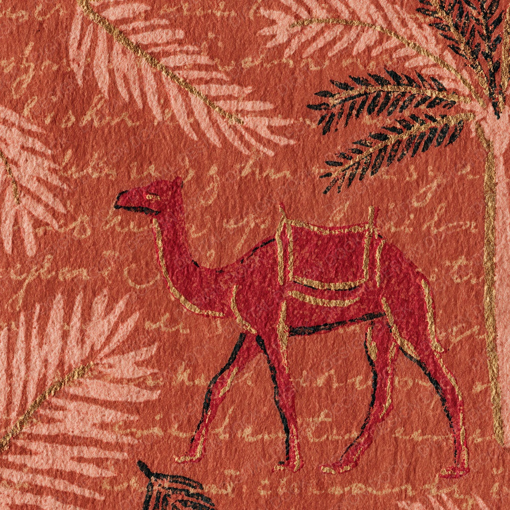 Woodblock Camel Palm Terracotta Digital Paper Pack (DDD012589)