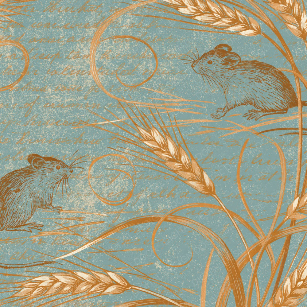 Woodblock Mouse Wheat Toffee Digital Paper Pack (DDD012595)