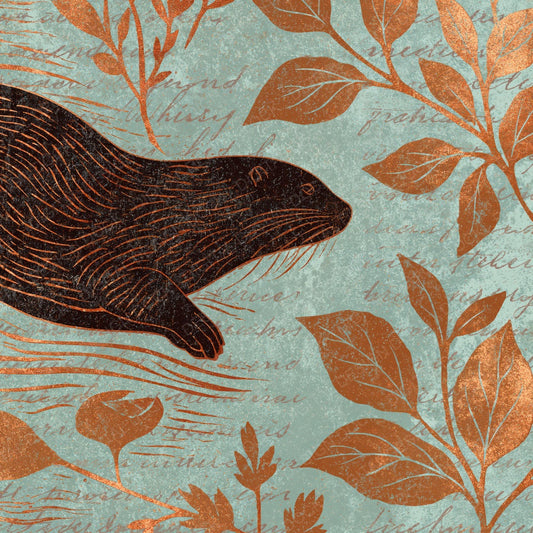 Woodblock Otter River Cocoa Digital Paper Pack (DDD012596)