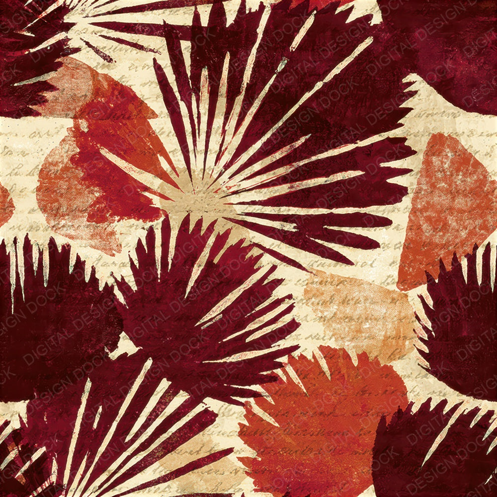 Woodblock Urchin Shell Claret Seamless Digital Paper Pack (DDD012604)