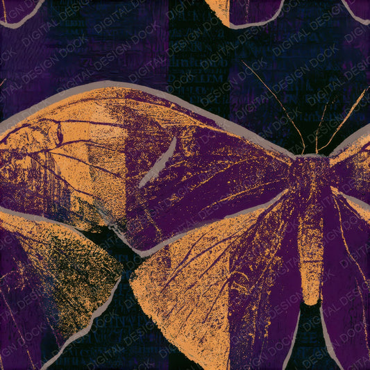 Screenprint Luna Moth Aubergine Seamless Digital Paper Pack (DDD012610)