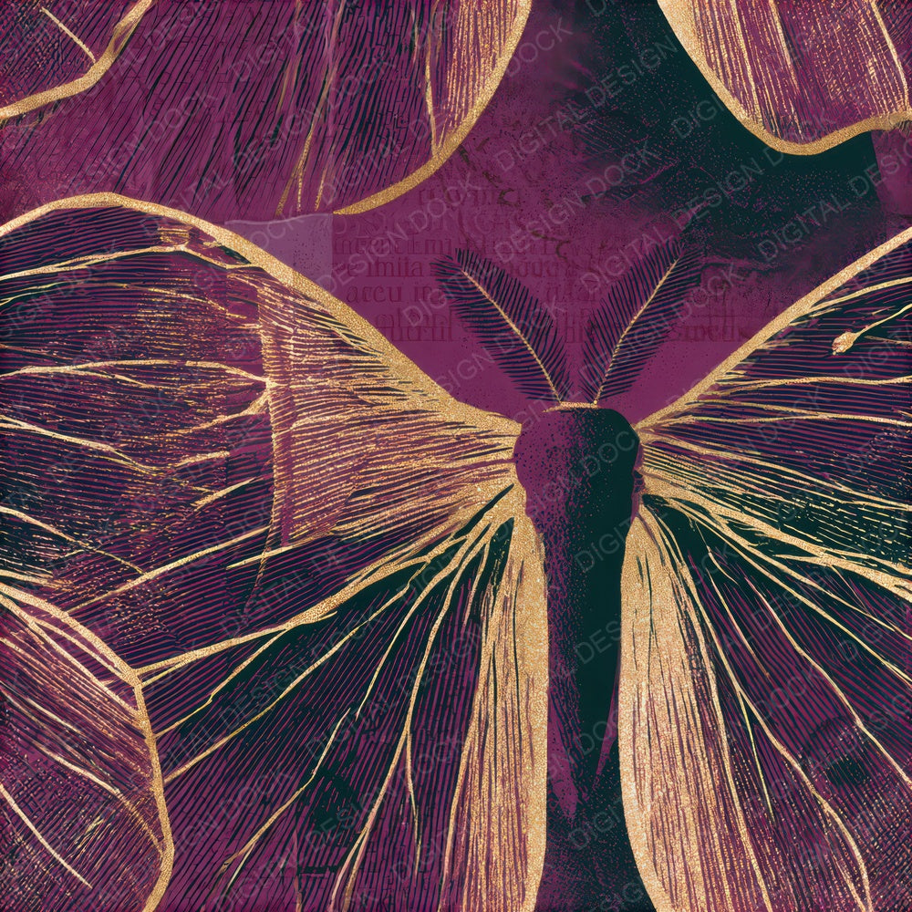 Screenprint Luna Moth Aubergine Seamless Digital Paper Pack (DDD012610)