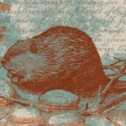 Woodblock Beaver Stone Walnut Digital Paper Pack (DDD012612)