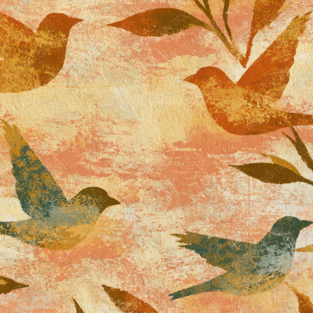 Lithograph Goldfinch Peach Cream Digital Paper Pack (DDD012638)