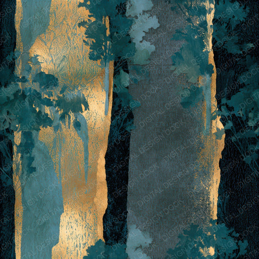 Papercut Coastal Cliffs Teal Brass Seamless Digital Paper Pack (DDD012640)