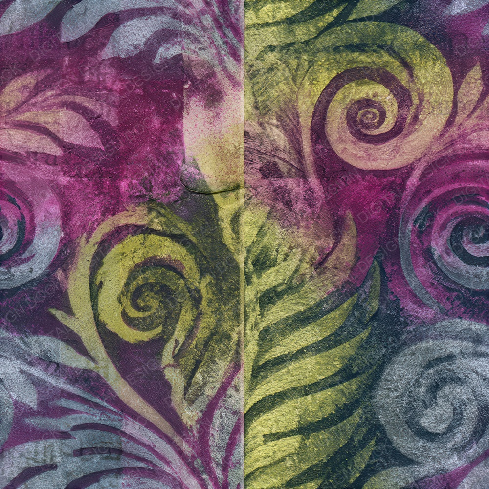 Drypoint Galaxy Spiral Fuchsia Lime Seamless Digital Paper Pack (DDD012685)