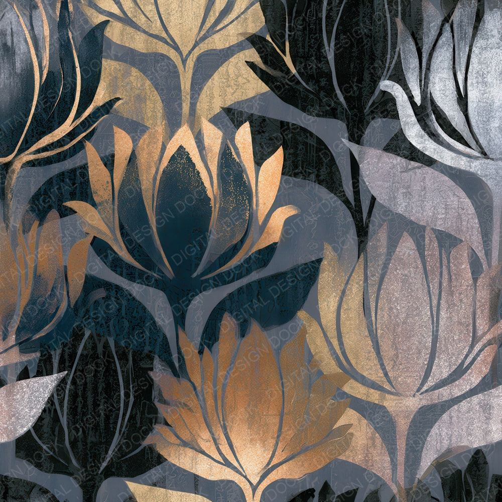 Drypoint Protea Slate Pewter Digital Paper Pack (DDD012686)