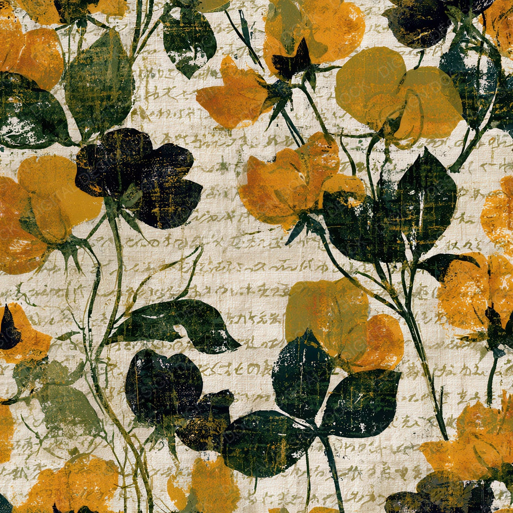 Indian Block Print Sweet Pea Olive Digital Paper Pack (DDD012691)