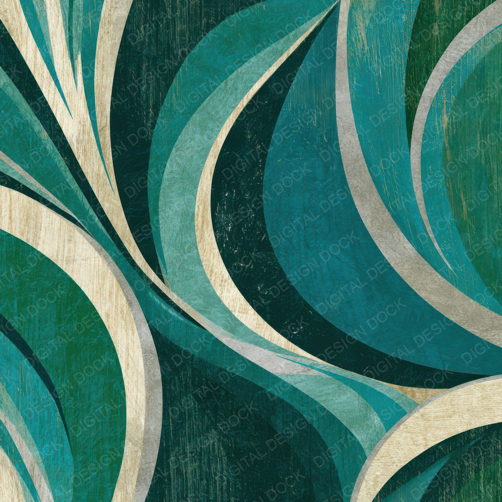 Woodcut Organic Curves Malachite Digital Paper Pack (DDD012704)