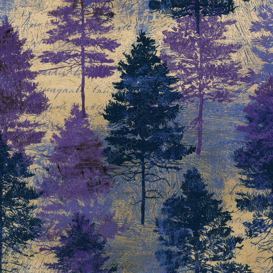Woodcut Pine Forest Amethyst Digital Paper Pack (DDD012724)