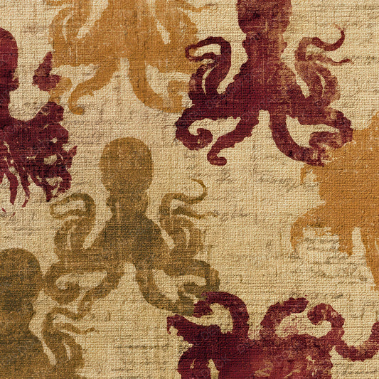 Tapestry Octopus Cinnamon Burgundy Digital Paper Pack (DDD012744)