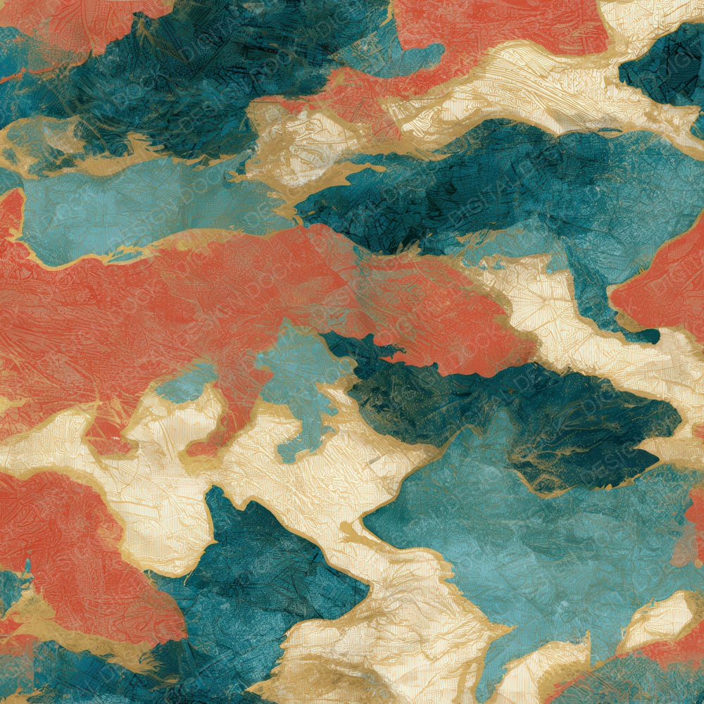 Antique Botanical Kitsune Coral Turquoise Digital Paper Pack (DDD012745)