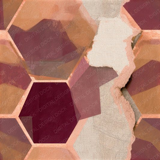 Collage Geometric Tessellations Cinnamon Seamless Digital Paper Pack (DDD012751)