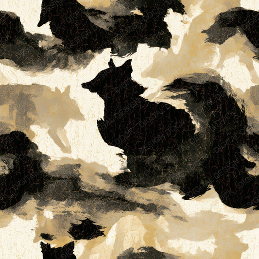 Sumi-e Kitsune Bone Brass Digital Paper Pack (DDD012762)