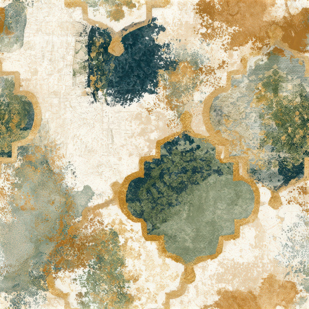 Watercolour Persian Rug Tobacco Sage Seamless Digital Paper Pack (DDD012781)