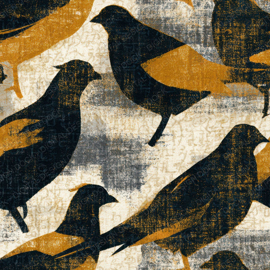 Woodblock Pheasant Mustard Cream Digital Paper Pack (DDD012782)