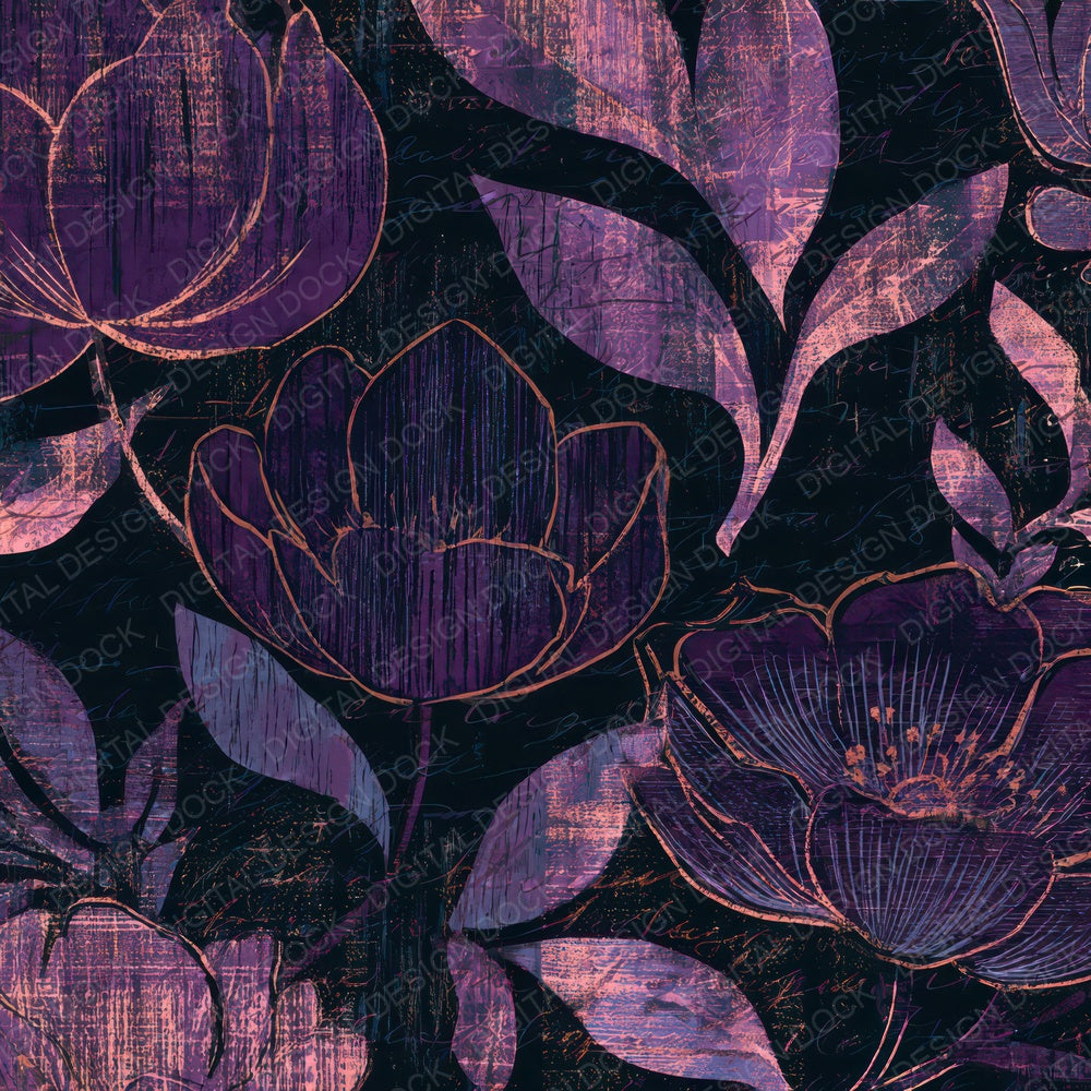 Woodcut Aurora Pearl Aubergine Digital Paper Pack (DDD012783)