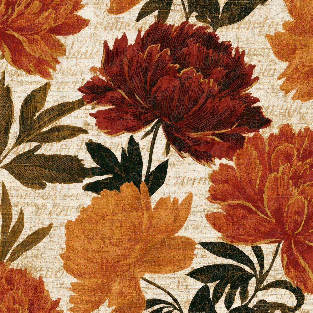 Antique Botanical Peony Rust Digital Paper Pack (DDD012785)