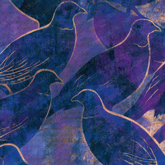 Woodblock Pheasant Amethyst Pearl Digital Paper Pack (DDD012797)