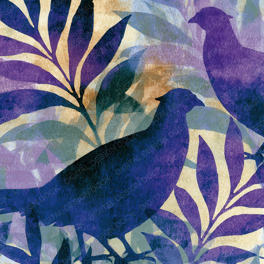 Woodblock Pheasant Lilac Sage Digital Paper Pack (DDD012798)