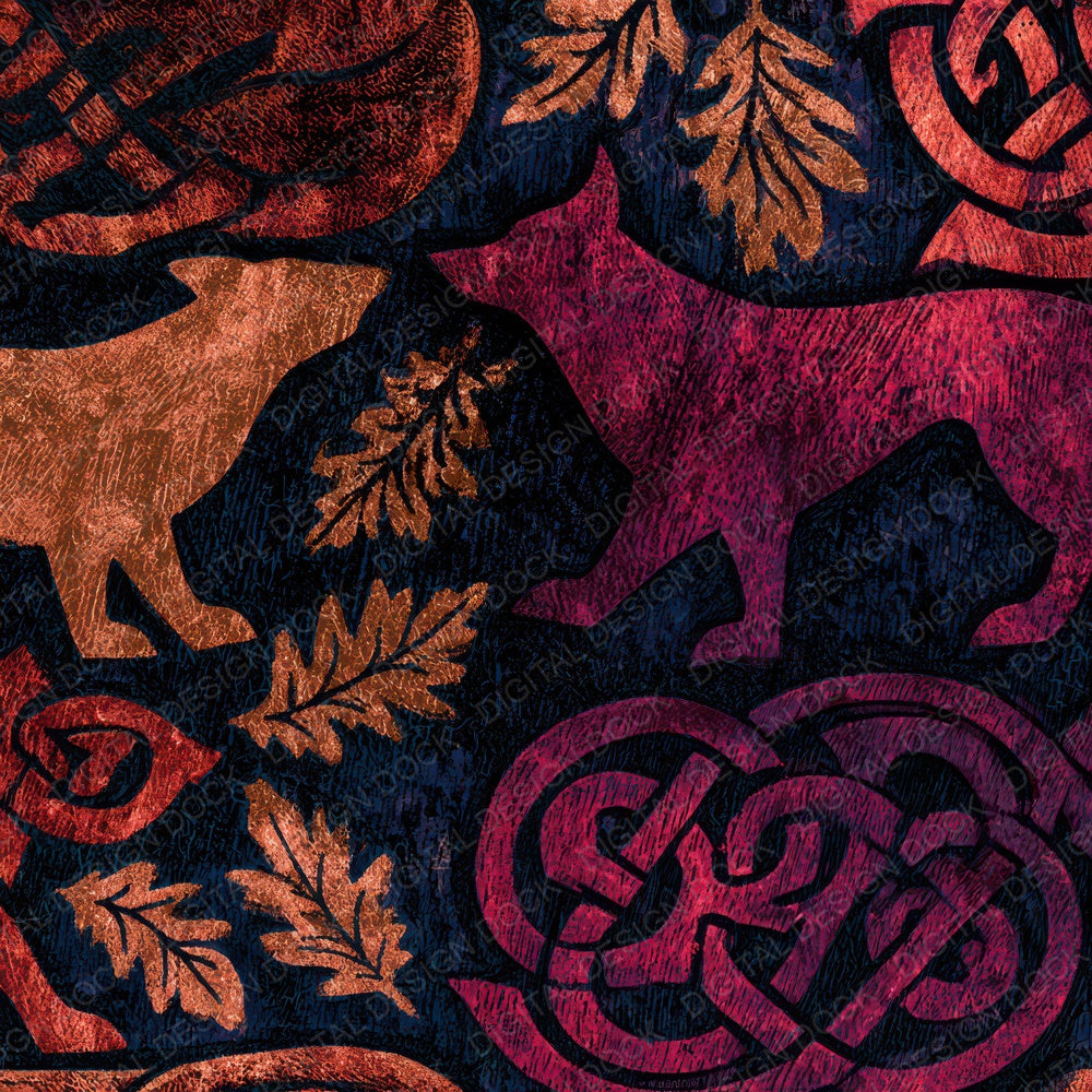 Woodcut Celtic Knot Oxblood Digital Paper Pack (DDD012800)