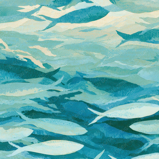 Collage Sardine Schools Seafoam Digital Paper Pack (DDD012806)