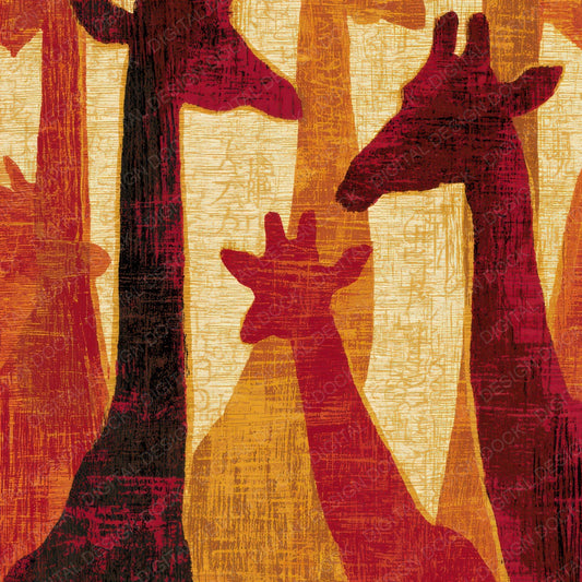 Woodcut Giraffe Cinnamon Burgundy Digital Paper Pack (DDD012821)