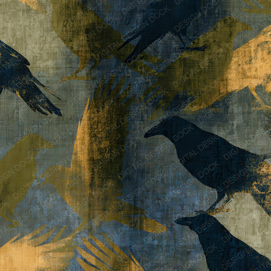 Cyanotype Raven Olive Ochre Digital Paper Pack (DDD012827)