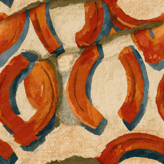 Collage Horseshoes Burnt Orange Seamless Digital Paper Pack (DDD012849)