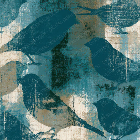 Monoprint Finch Teal Bone Digital Paper Pack (DDD012859)