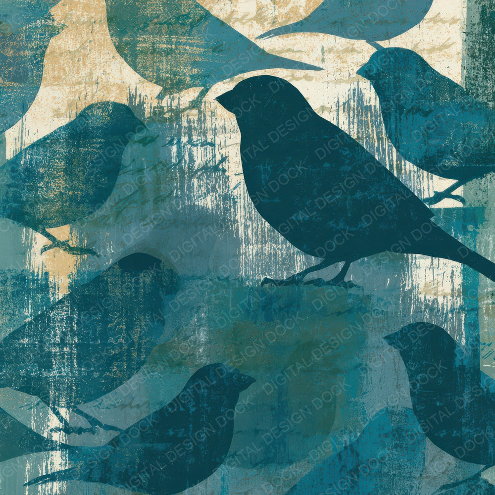 Monoprint Finch Teal Bone Digital Paper Pack (DDD012859)