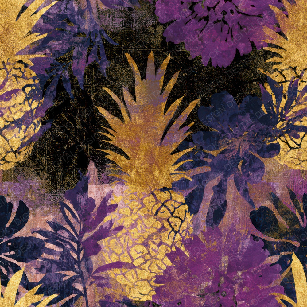 Watercolour Pineapple Aubergine Pearl Digital Paper Pack (DDD012863)