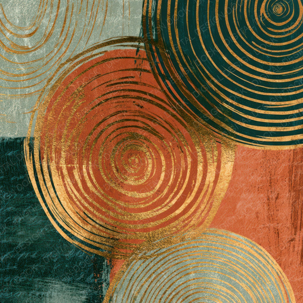 Blueprint Concentric Rings Terracotta Digital Paper Pack (DDD012865)