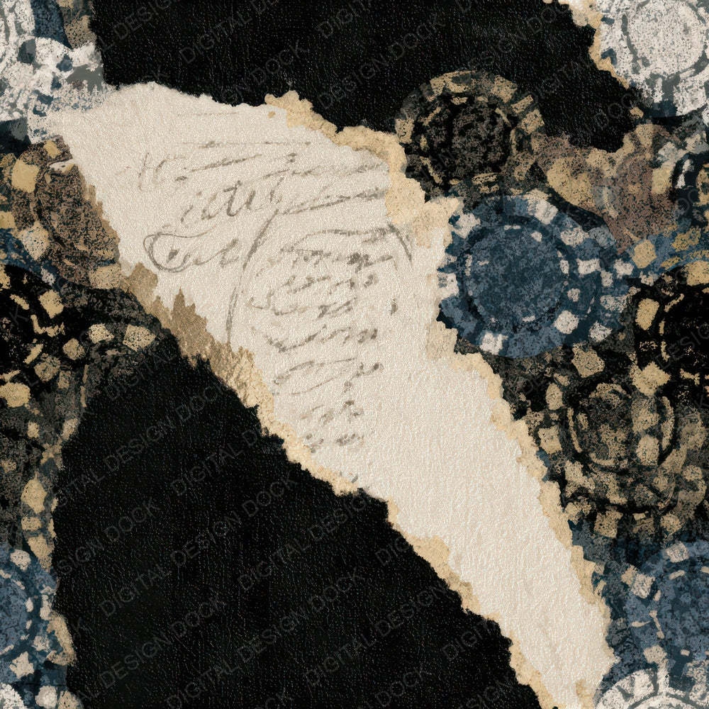 Collage Poker Chips Cream Black Seamless Digital Paper Pack (DDD012866)