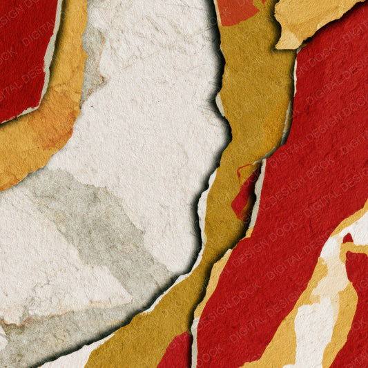 Collage Red Gold Ivory Abstract Digital Paper Pack (DDD012867)